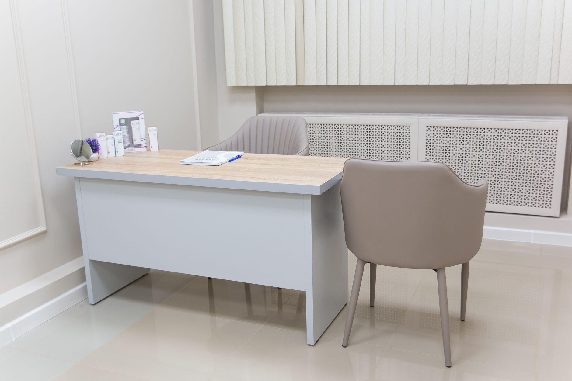 A doctor's consultation room with a warm, reassuring atmosphere, emphasizing open communication