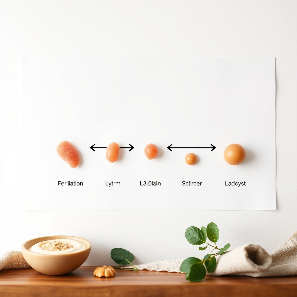 A diagram showing the stages of embryo development, from fertilization to blastocyst formation