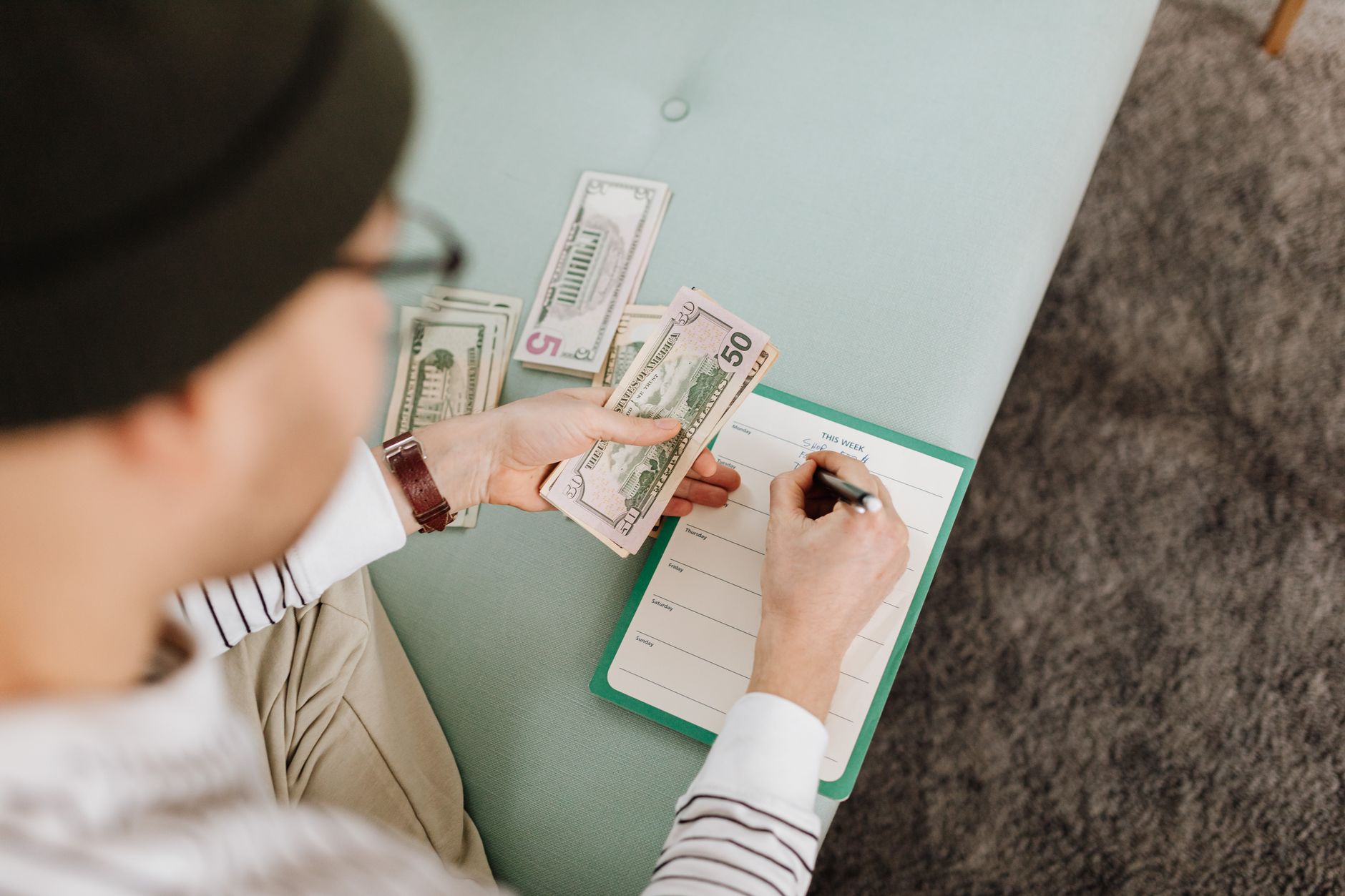Printed budgeting sheet for maternity leave