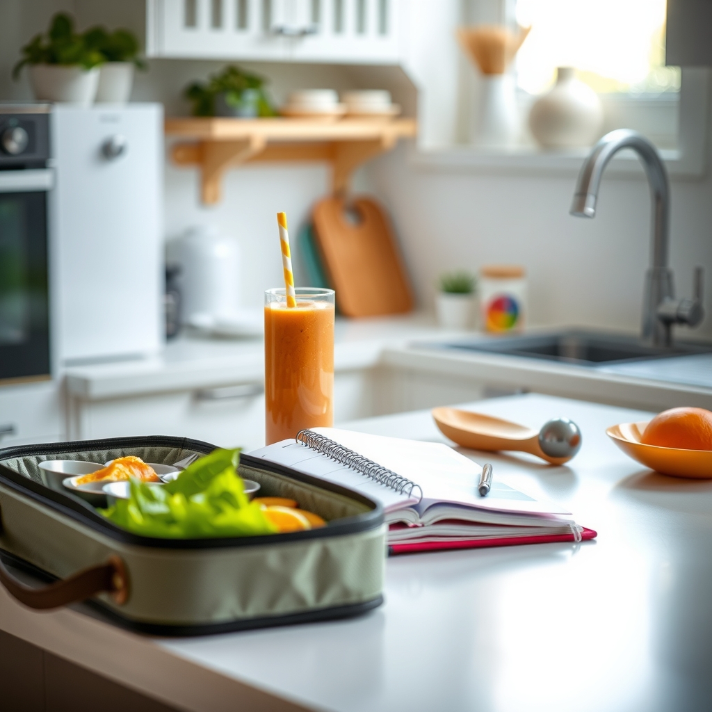 Healthy breakfast and planner