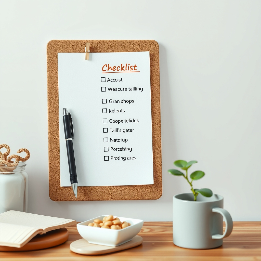 Morning routine checklist on corkboard