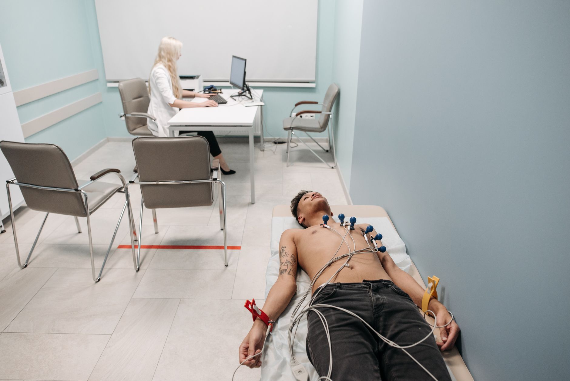 Infant undergoing ABR test in a clinic