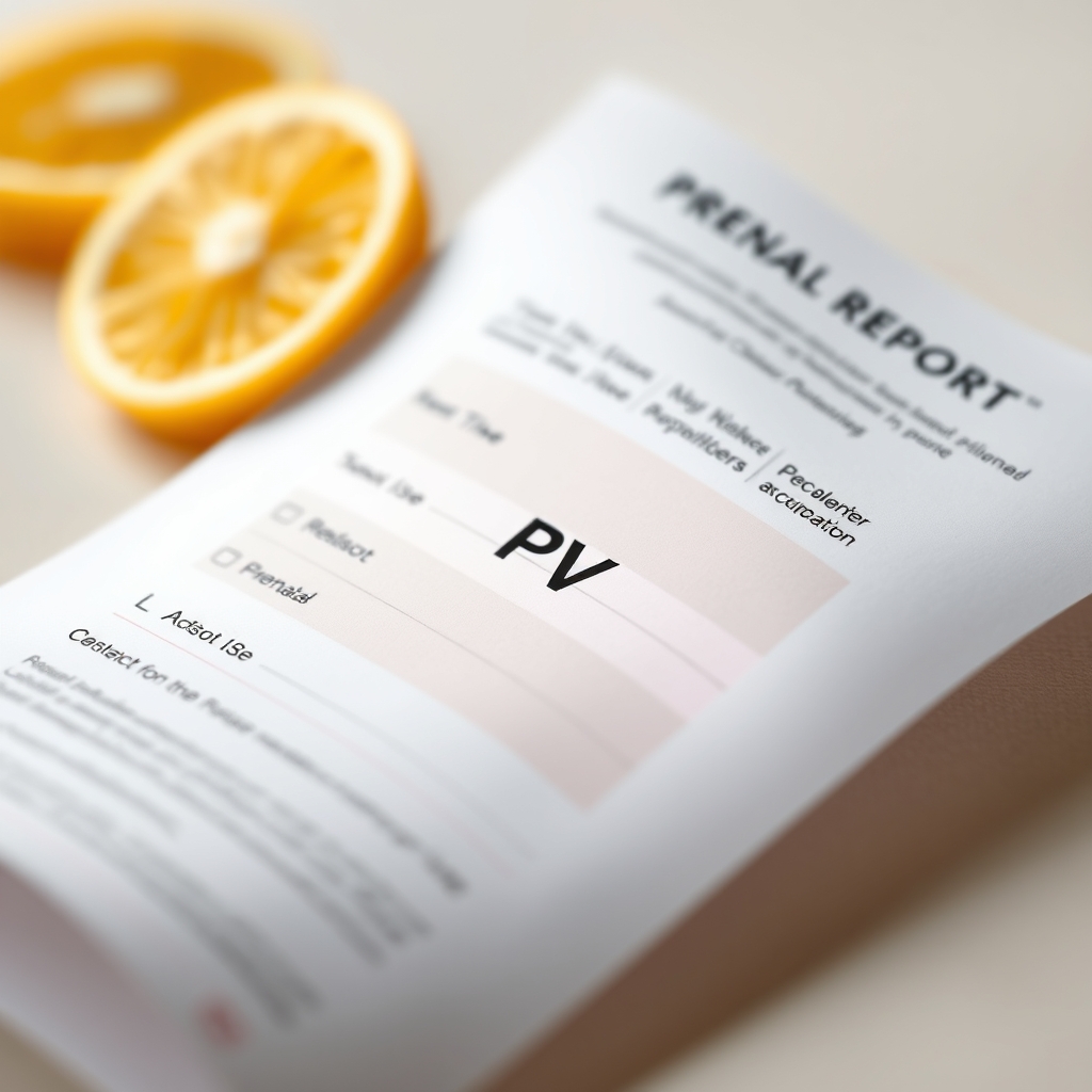 Macro view of a printed NIPT lab report highlighting the section that reads 'Positive Predictive Value 95%' alongside a subtle illustration of a fetus