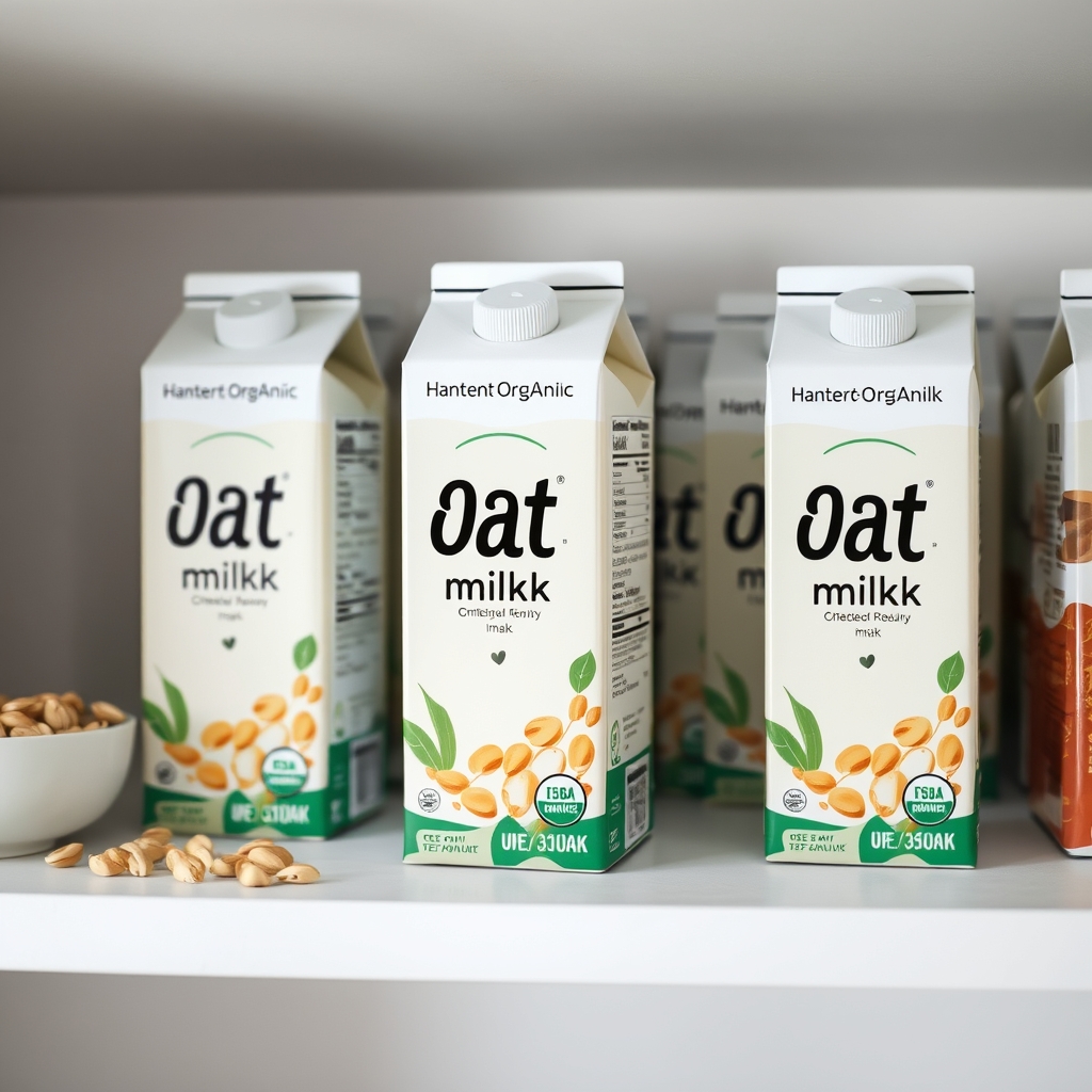 Assortment of unsweetened oat milk