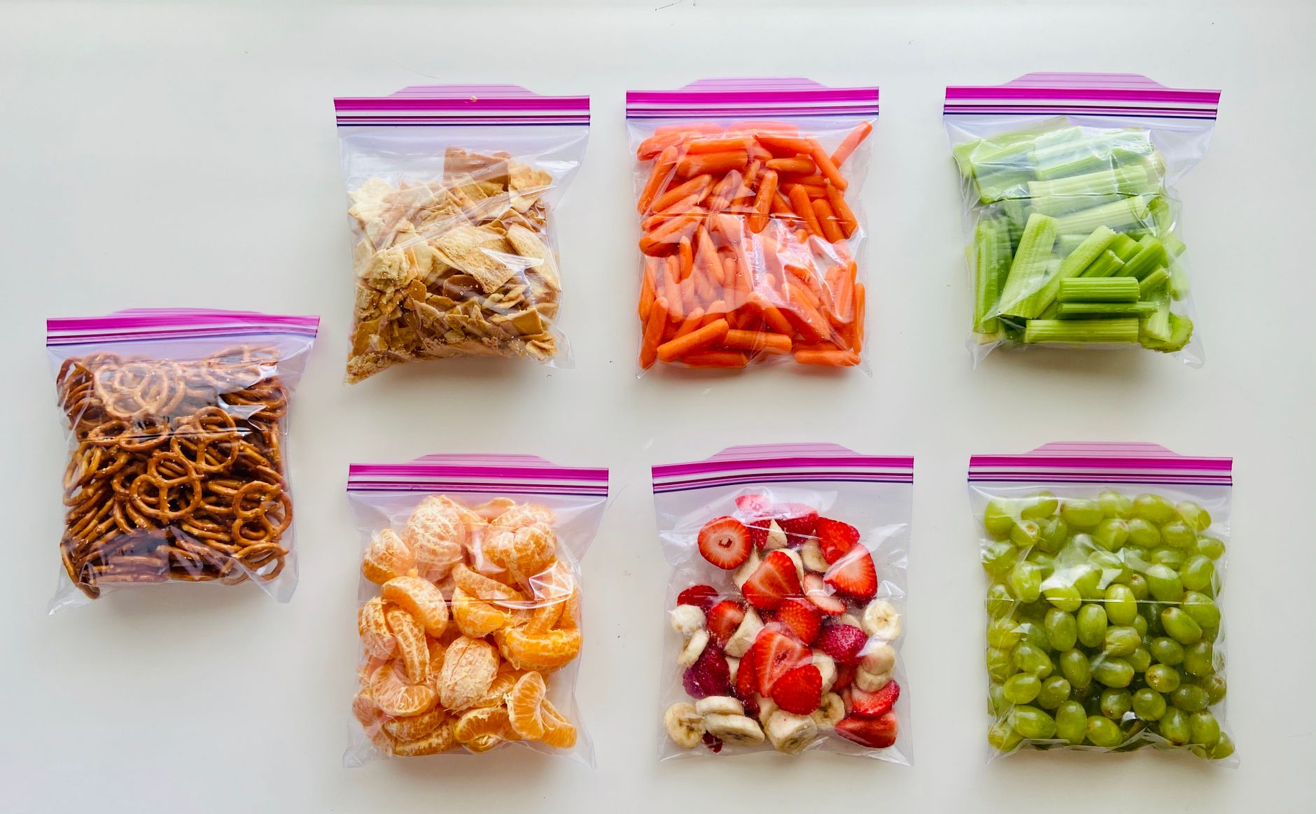 A collection of healthy snacks suitable for a partner in a hospital bag.