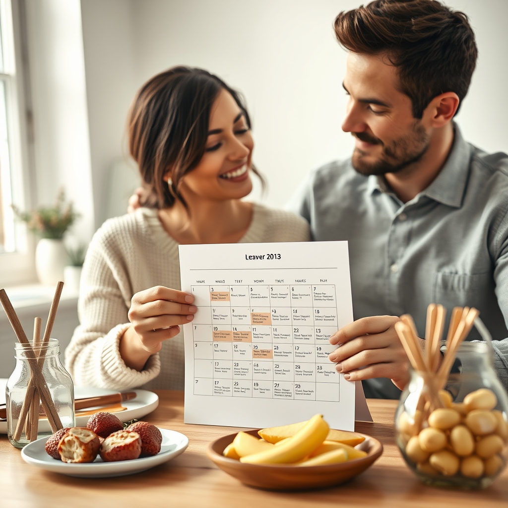 Couple planning paternity and maternity leave