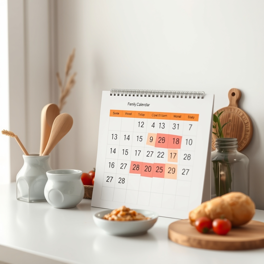 Family calendar showing paternity leave schedule