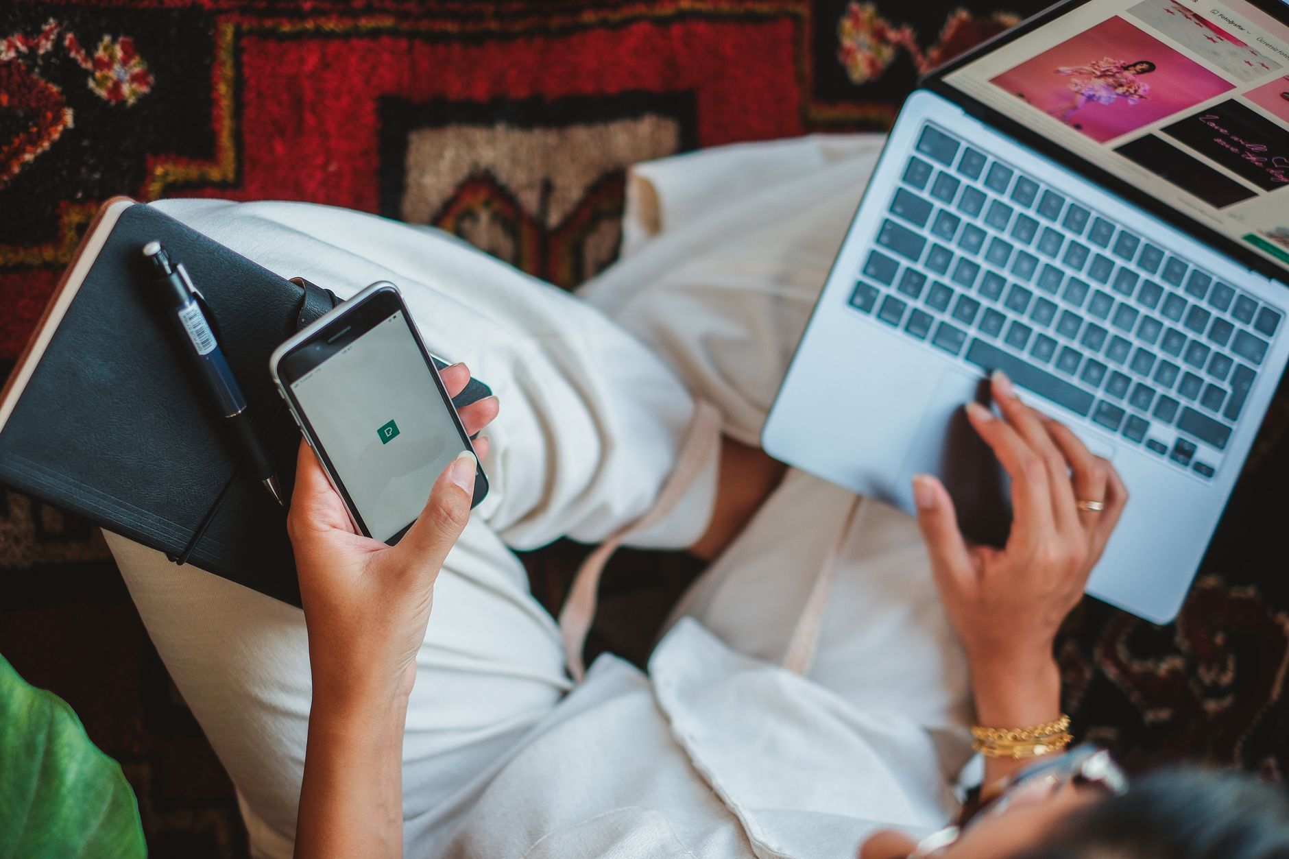 Woman using a pelvic floor trainer app
