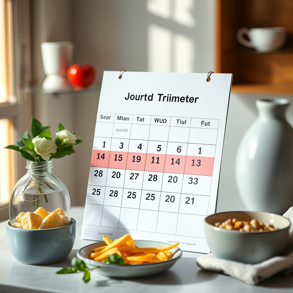 Calendar showing third trimester