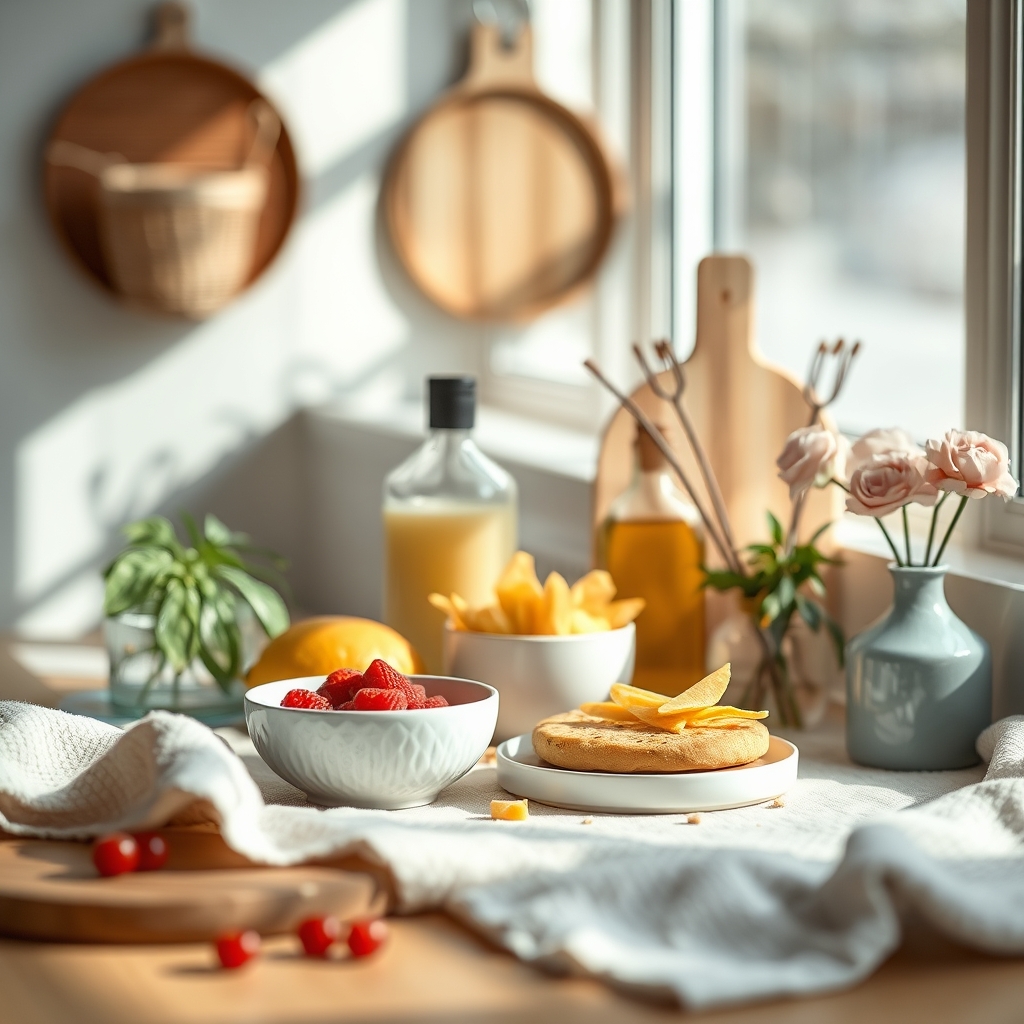 A selection of natural and plant-based skincare ingredients and products, such as bakuchiol oil, vitamin C serum, and a jar of azelaic acid cream, arranged aesthetically on a wooden surface with green leaves.