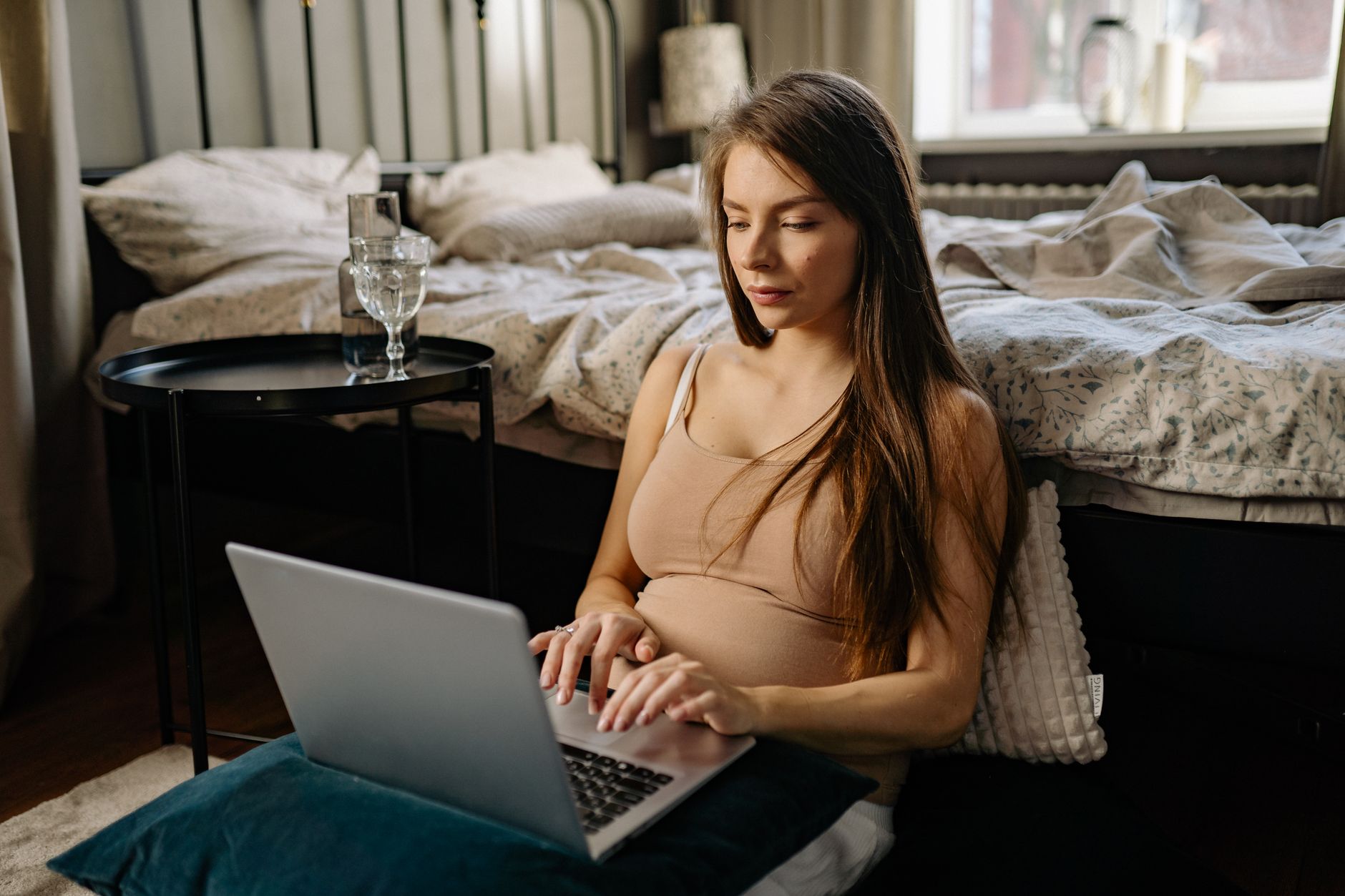 Postpartum sitting setup with ergonomic accessories