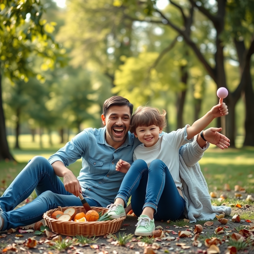 Happy family with two young children playing in a sunny park, representing the sense of security and future planning that life insurance provides.