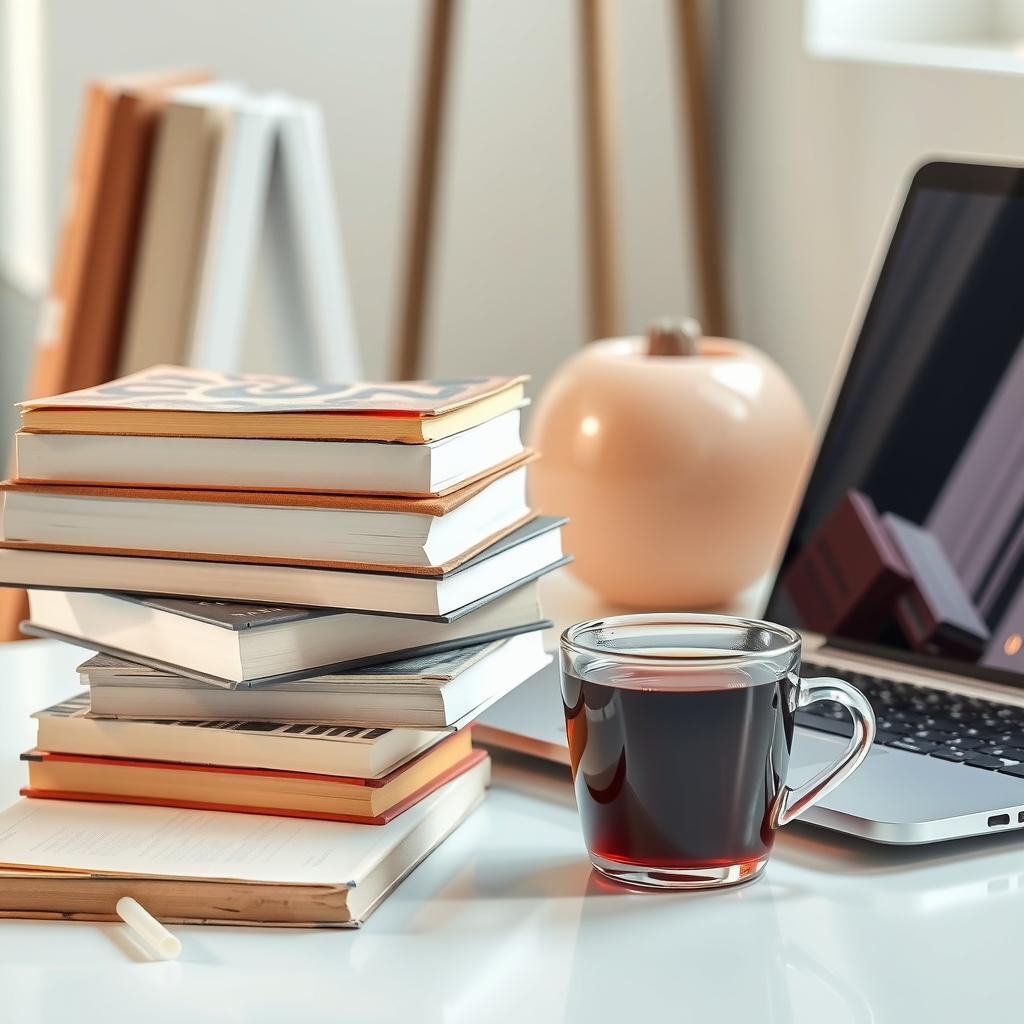 Books and laptop for self‑education