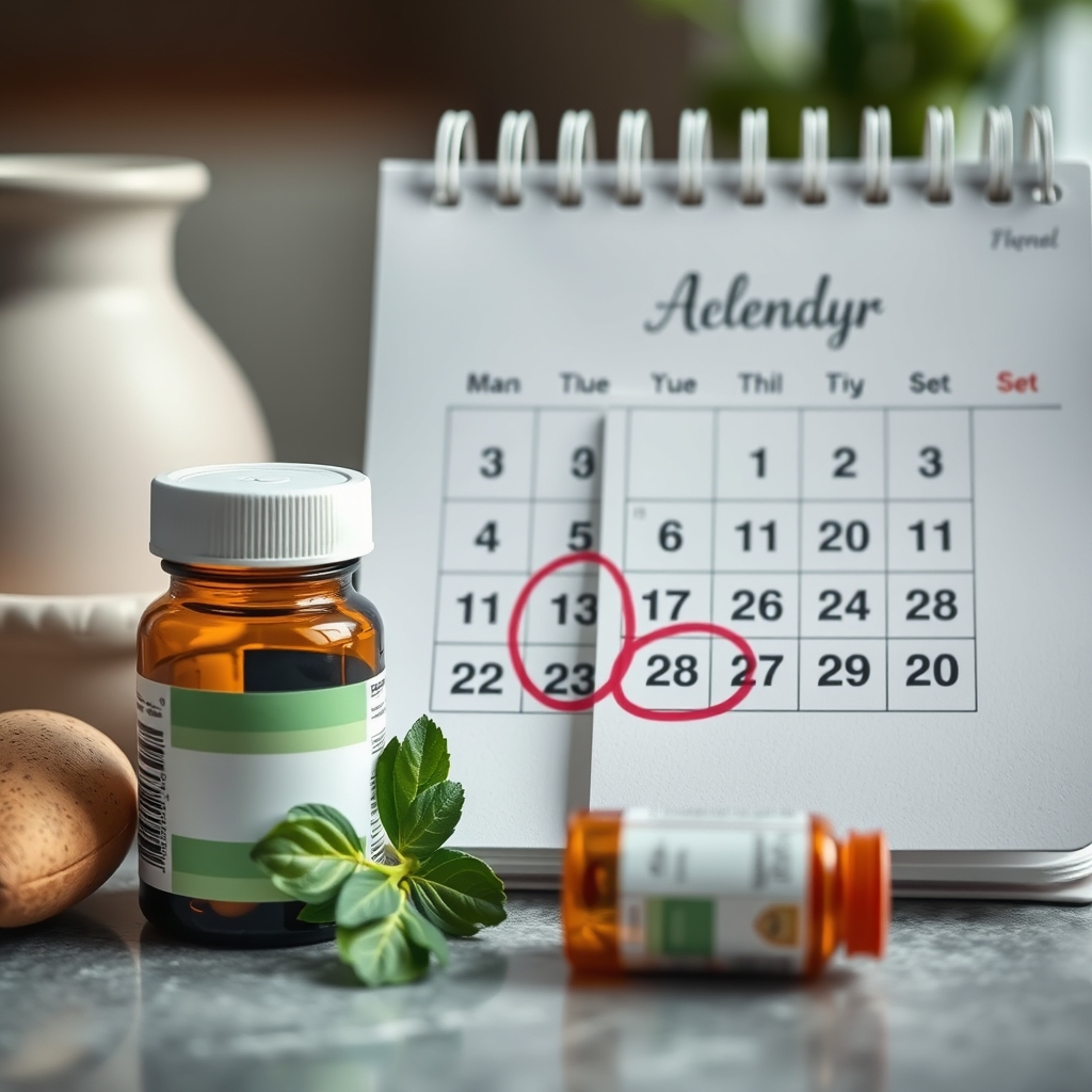 Calendar and pill bottle for medication reminders