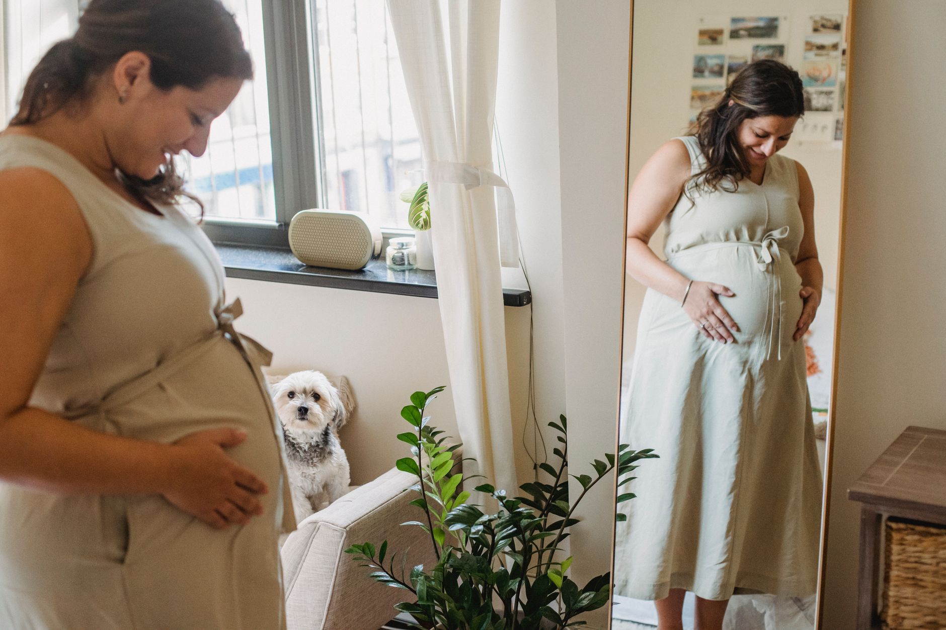 Pregnant woman walking on a treadmill