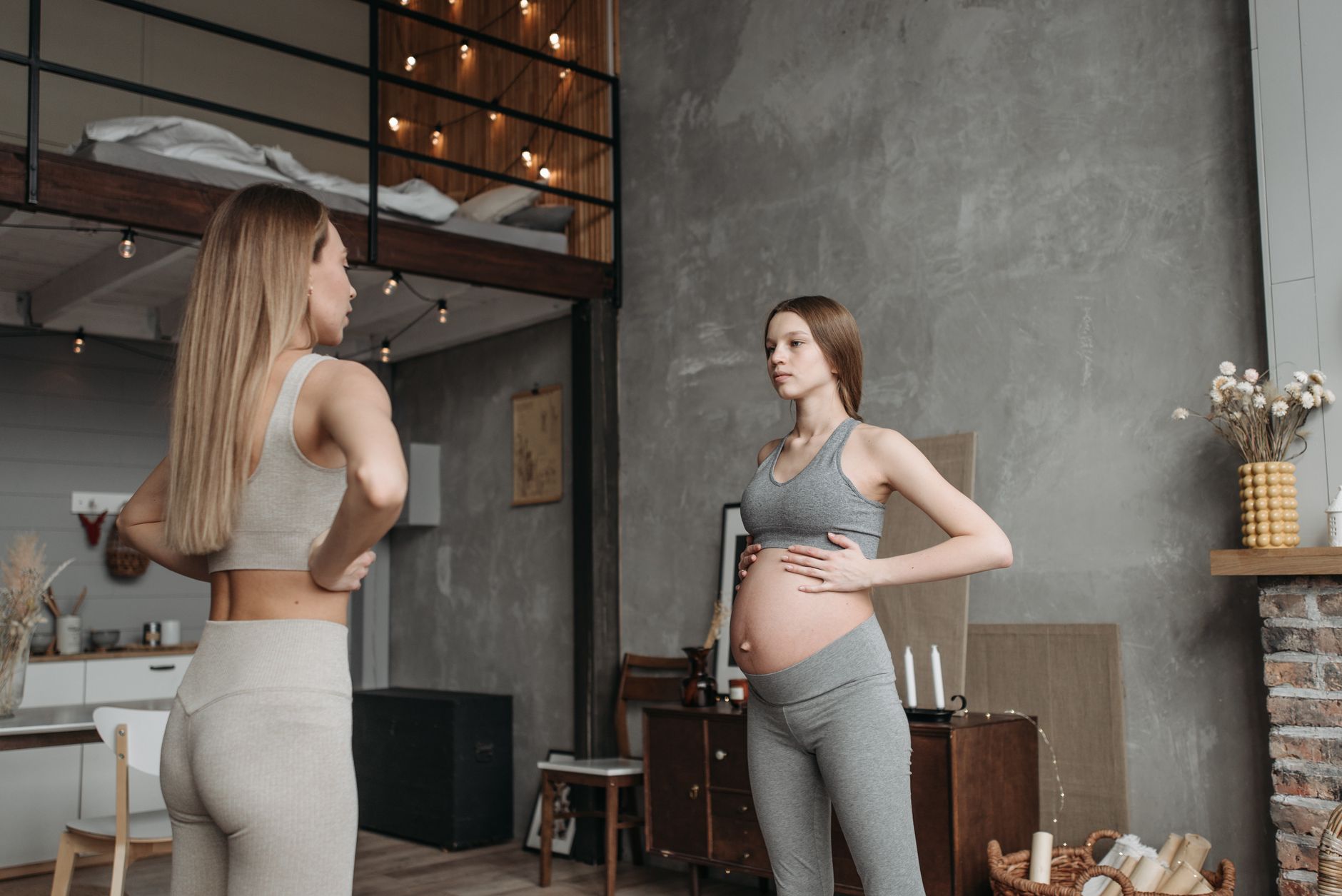 Partner supporting baby drop discomfort