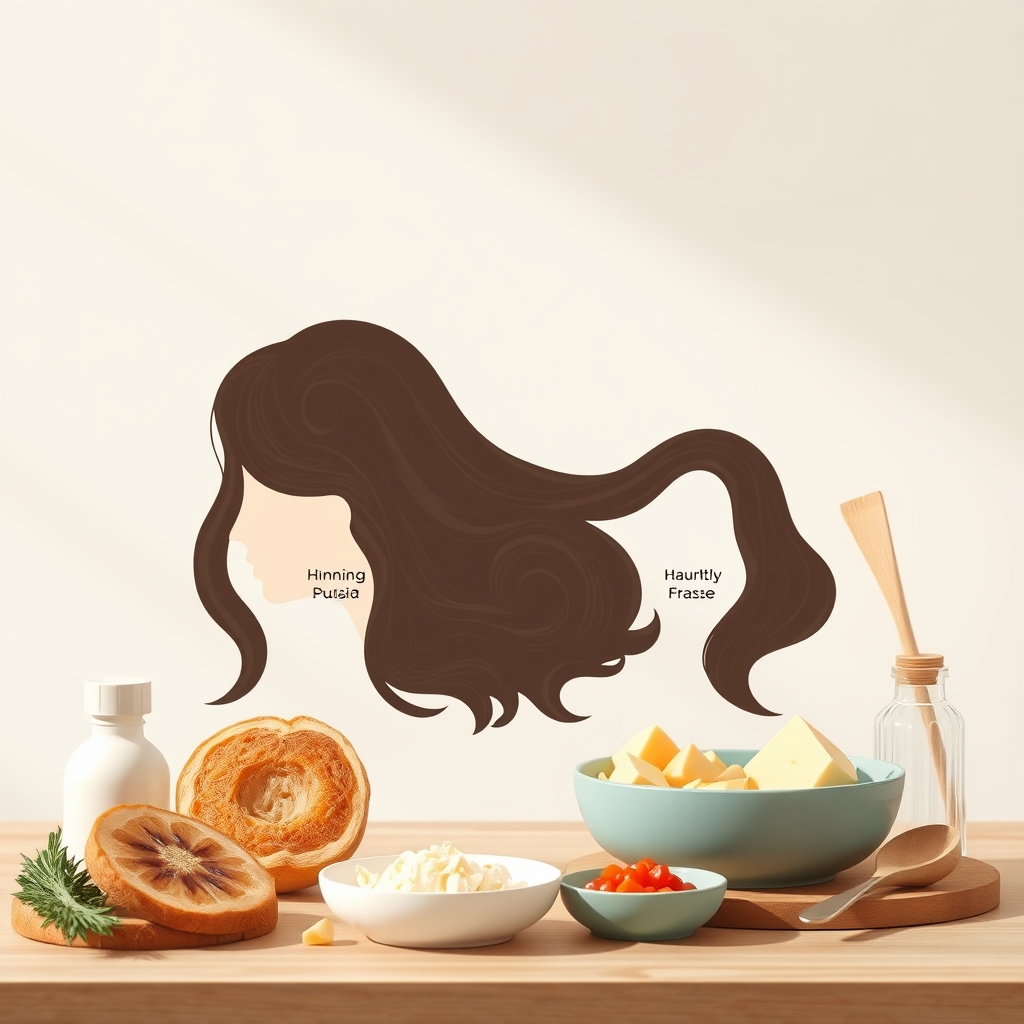 Diagram of hair growth cycle showing anagen, catagen, and telogen phases with arrows indicating timing, set against a soft pastel background