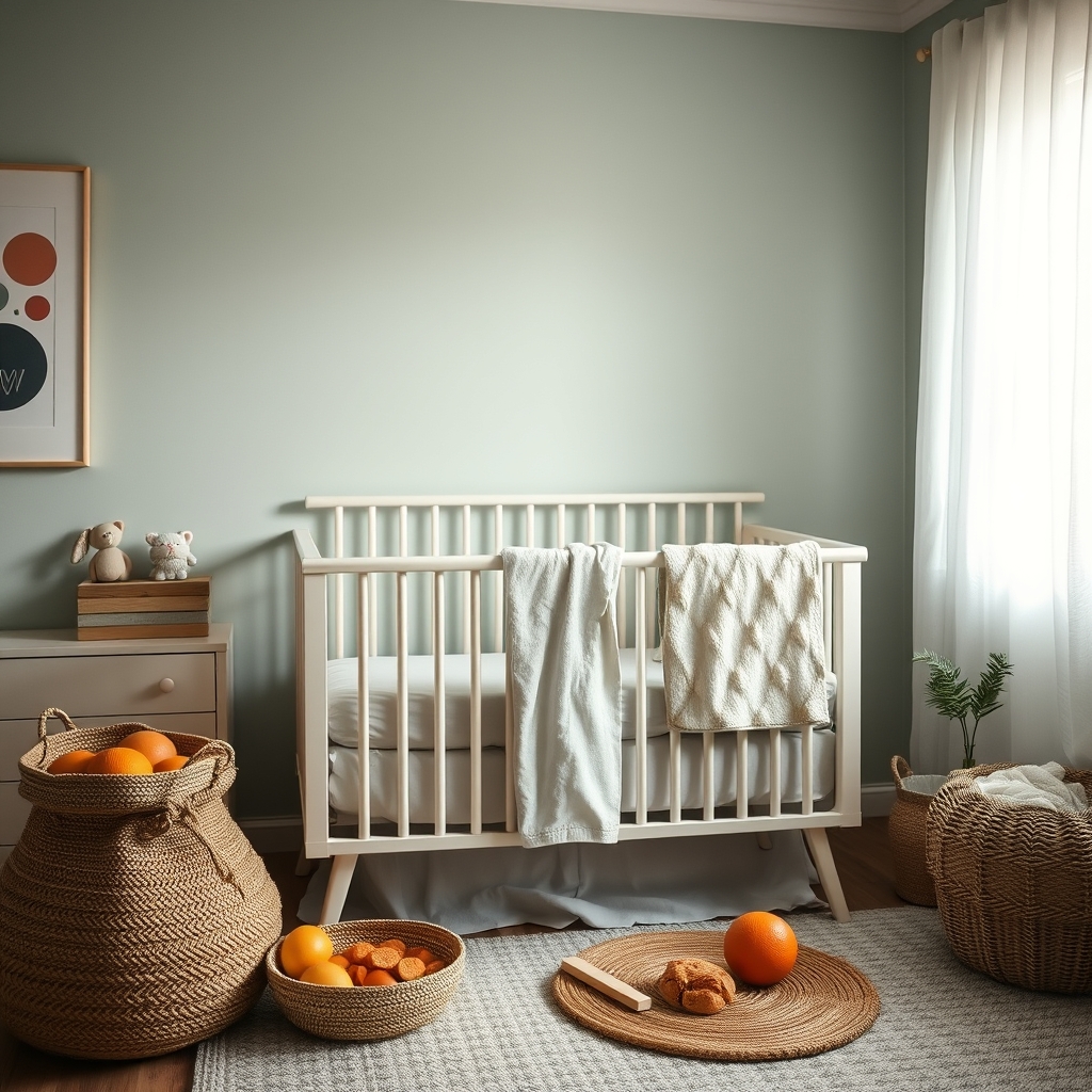 Finished crib in a nursery setting