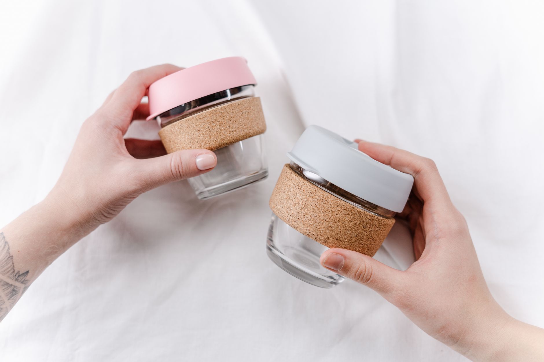 Assortment of baby cups in different materials