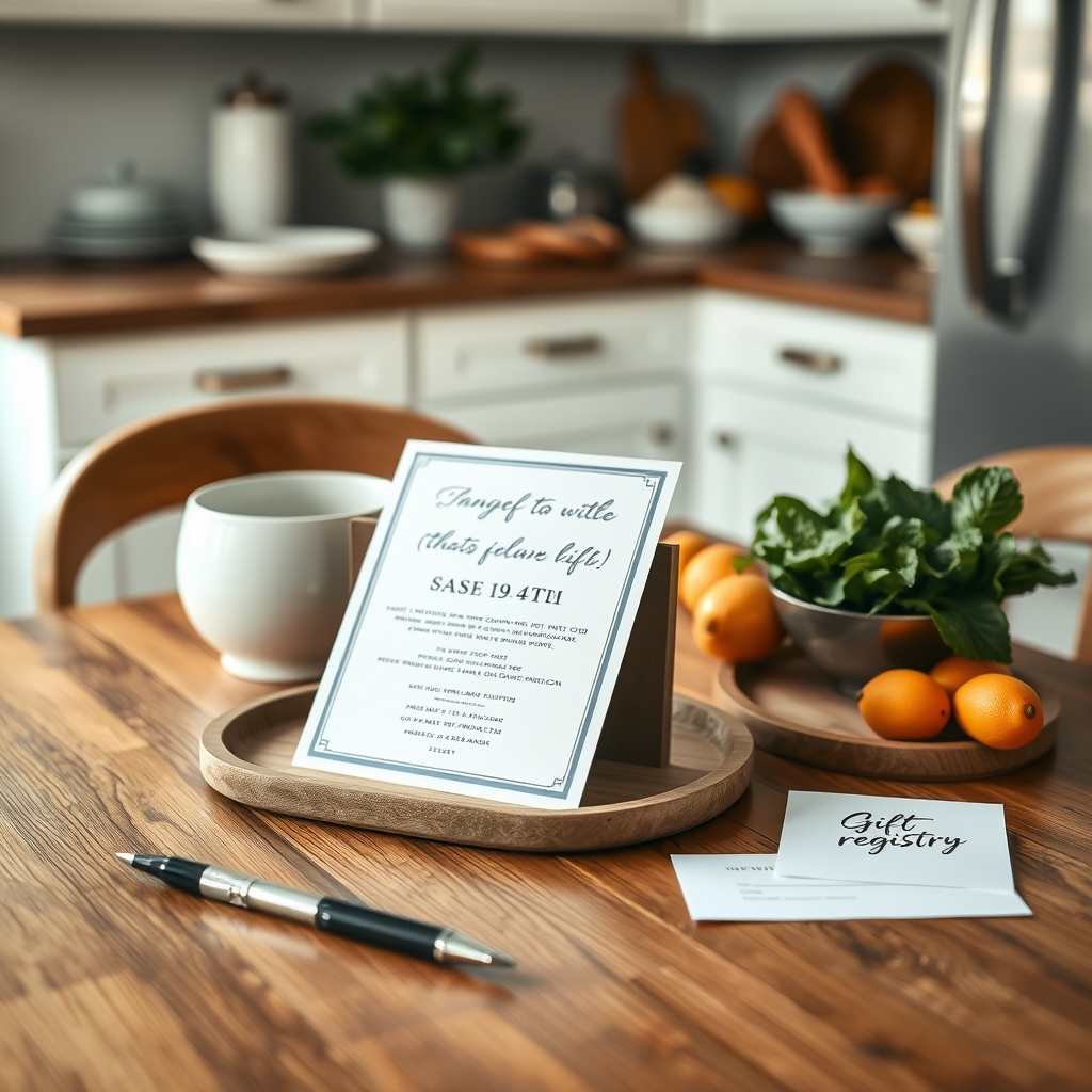 Printed invitation with registry card