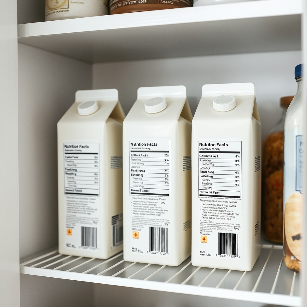 Close‑up of milk nutrition label