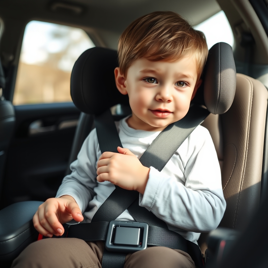 Correctly installed booster seat with belt