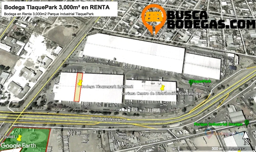 Bodega Industrial en Renta 3,200 m2 en TlaquePark, Tlaquepaque, Jalisco