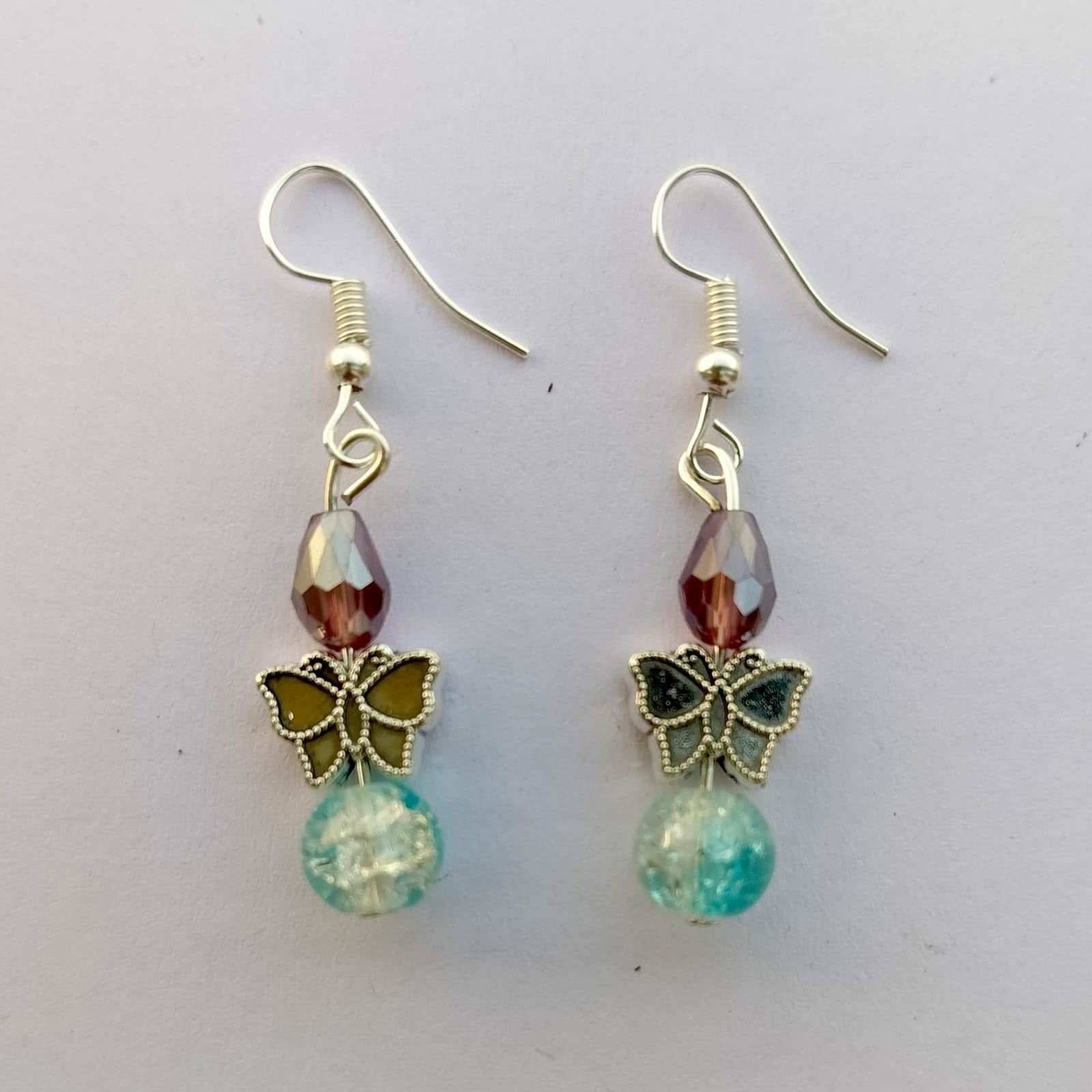 Aqua Butterfly Crystals Handcrafted Earrings