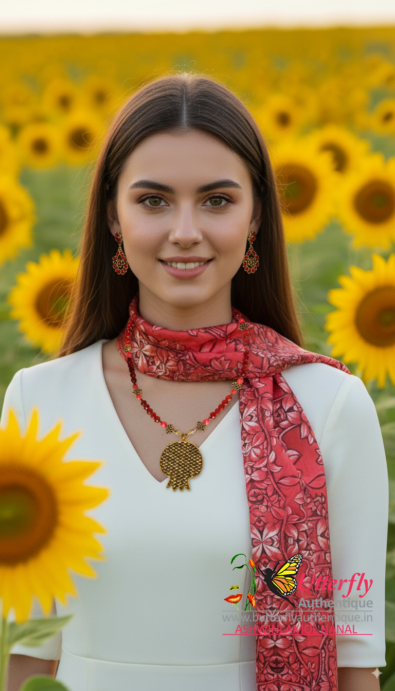 RUBY Love l Art Stole | Multicolour Printed Stole for Women | Butterfly Authentique - Image 3