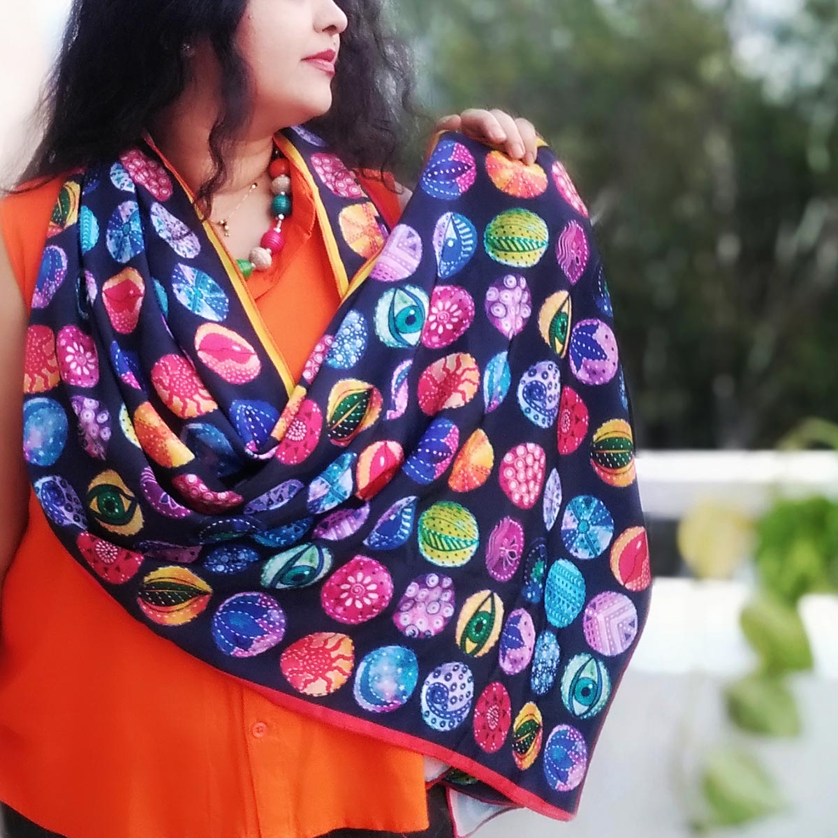 Vision Unlimited| Multicolour Printed Stole for Women | Butterfly Authentique