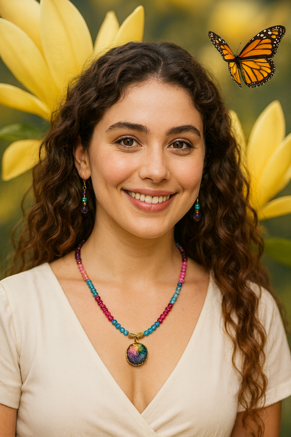 Rainbow Agate Necklace with Earrings 02 - Image 2