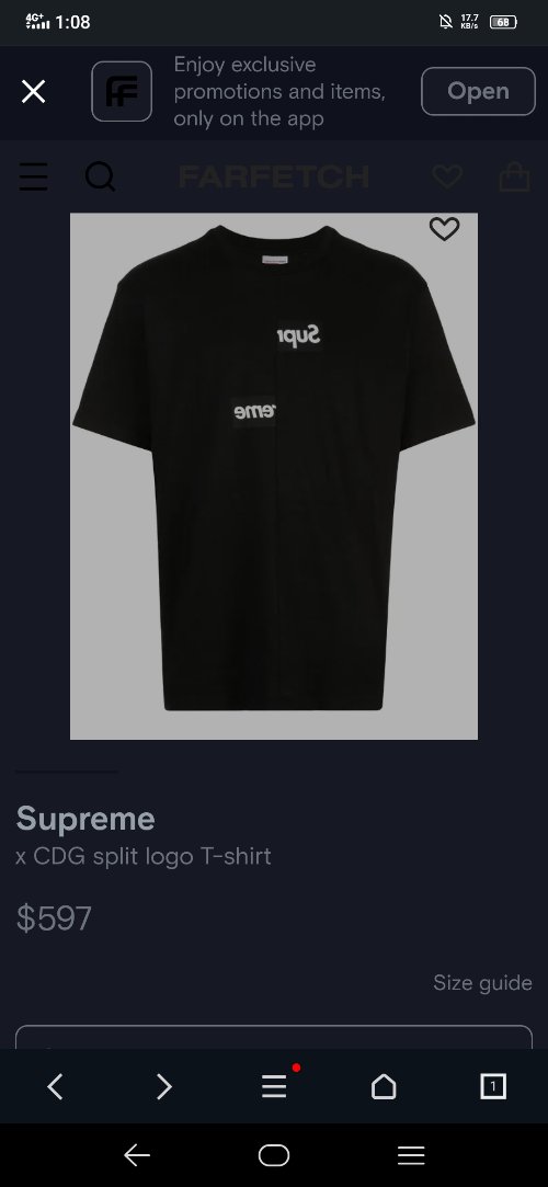 SUPREME COMME DES GARCONS T-SHIRT BACk-Xl