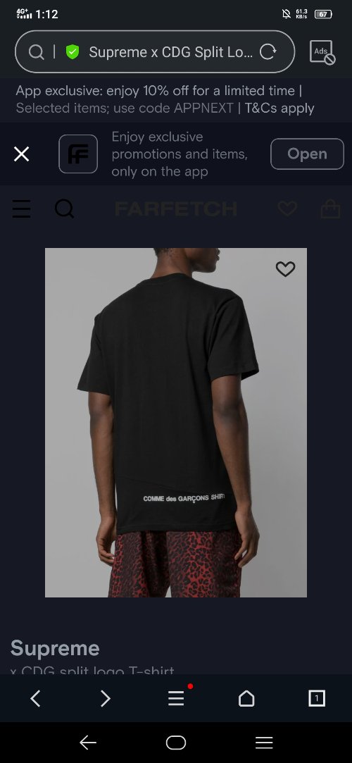 SUPREME COMME DES GARCONS T-SHIRT BACk-Xl