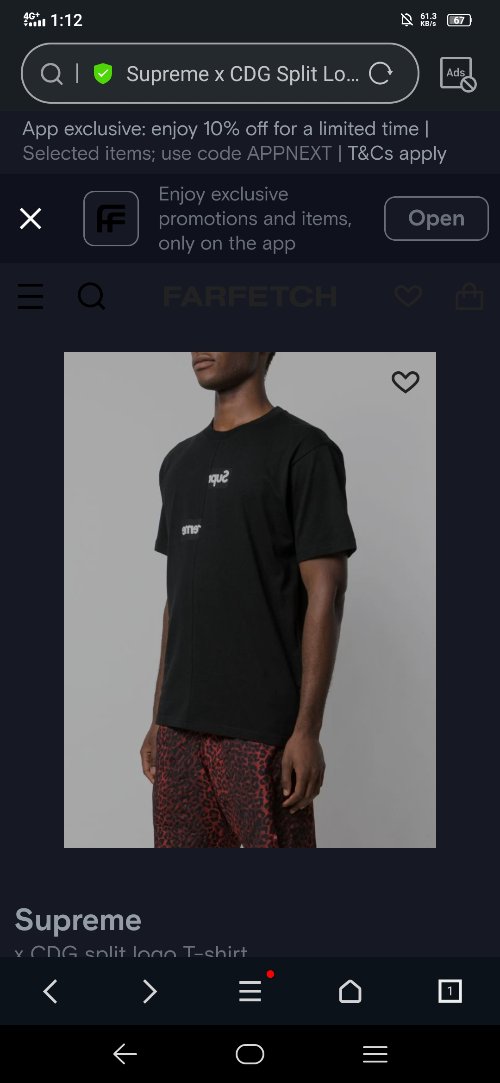 SUPREME COMME DES GARCONS T-SHIRT BACk-Xl