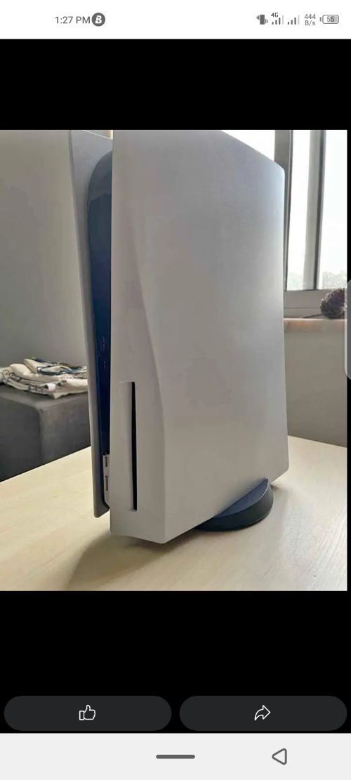 Good condition Sony PS5, white in color, with the controllers