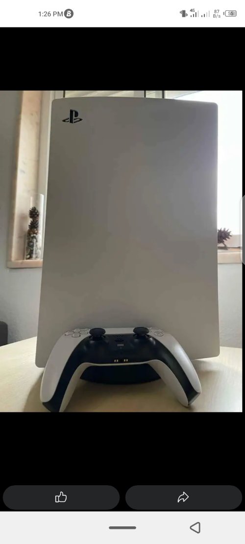 Good condition Sony PS5, white in color, with the controllers