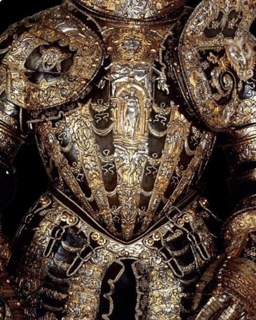 Armure de parade médiévale d'Alessandro Farnese réplique de costume d'armure