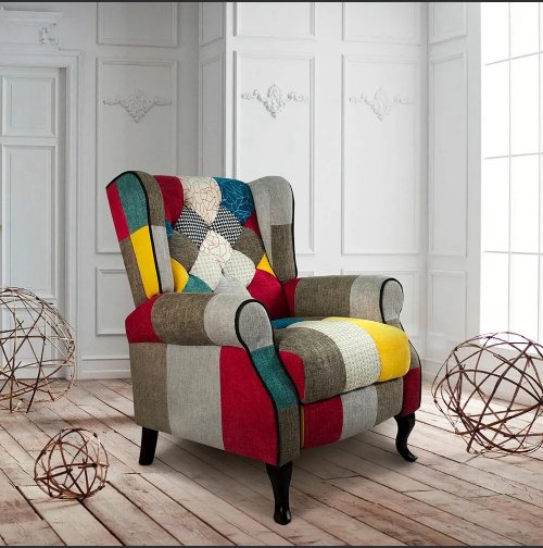 Fauteuil relax inclinable bergère patchwork au design moderne Throne..+33 6
