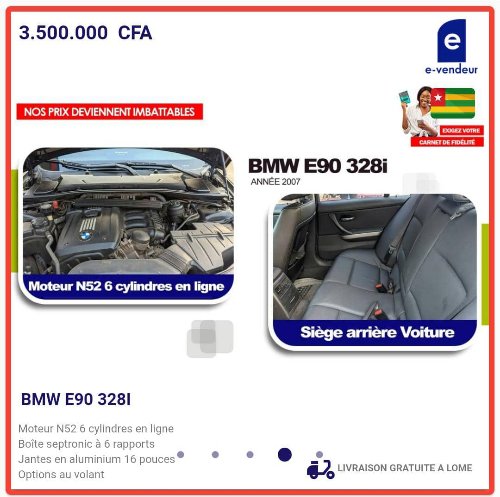 BMW E-90 328i Moteur N52 6 cylindres en ligne Boite