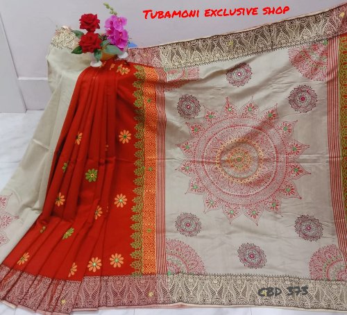 Dhupian Block Saree Product Description. ব্লাউজ পিস নেই। দৈর্ঘ্য: 12