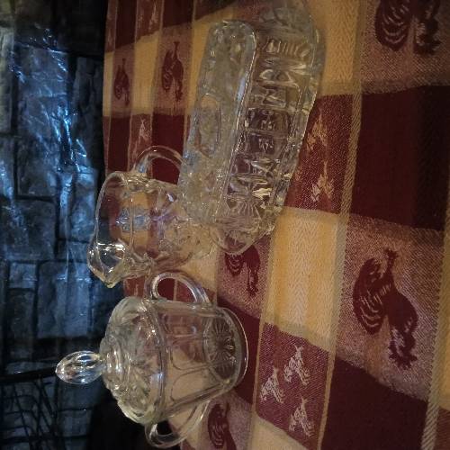 3 PC. Creamer, Suger, And Butter Dish Set . It