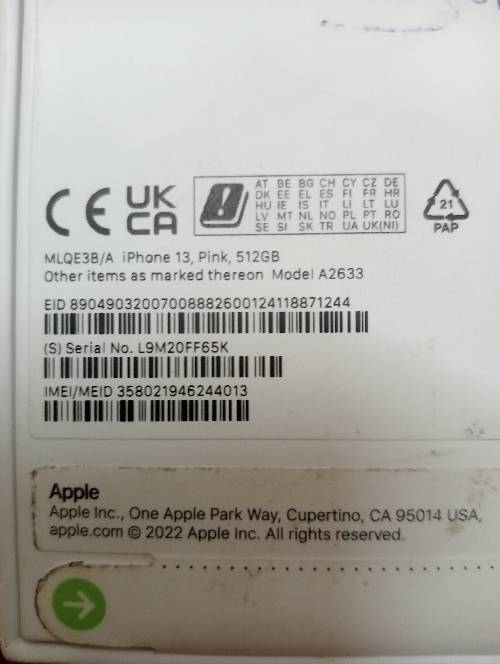 Iphone 13 512gb seal pack uk version.unbox ser