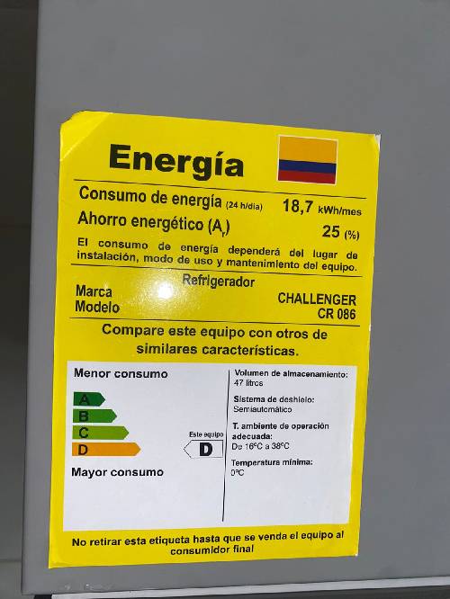 Nevera minibar Challenger 50.5 litros Gris tiene 15 dias de