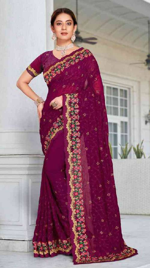 Product type: Saree Fabric: Indian Georgette Length: 6mtr Blouse: Unstitch
