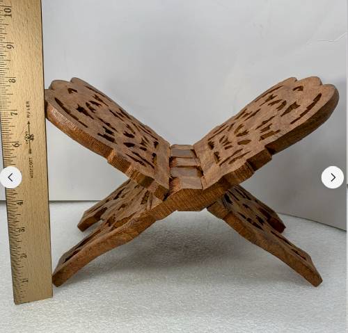 This exquisite antique wooden book/Bible stand is a remarkable piece
