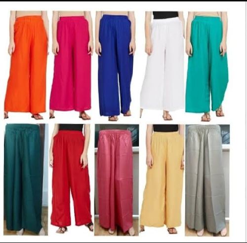 BEST QUALITY IN RAYON PLAIN PALAZOOS IN DIFFERENT COLOURS. Sizes