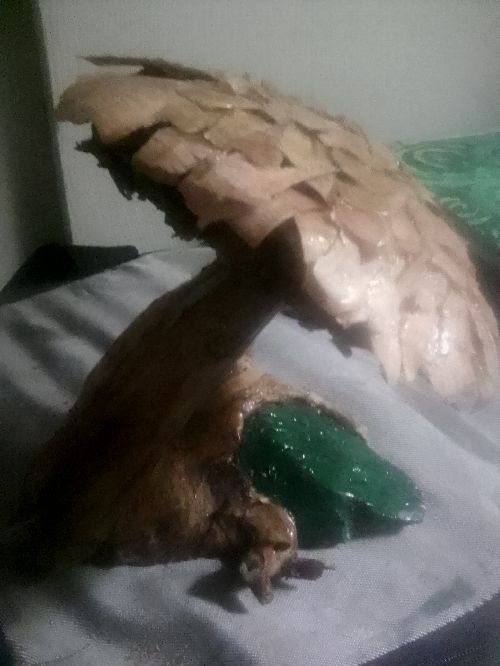 Hand carved mushroom night light with battery operated LED finished