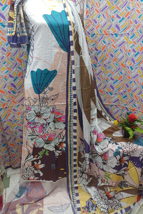 Digital Print Lone Three Piece ডিজিটাল প্রিন্টের সেলাই বিহীন লোন
