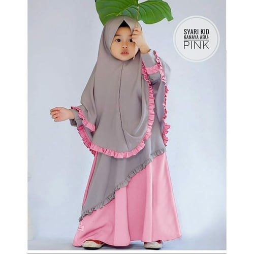 Large Baby Borka Set 7-12Y ডুবাই চেরি কাপড় হিজাবসহ ফুলসেট
