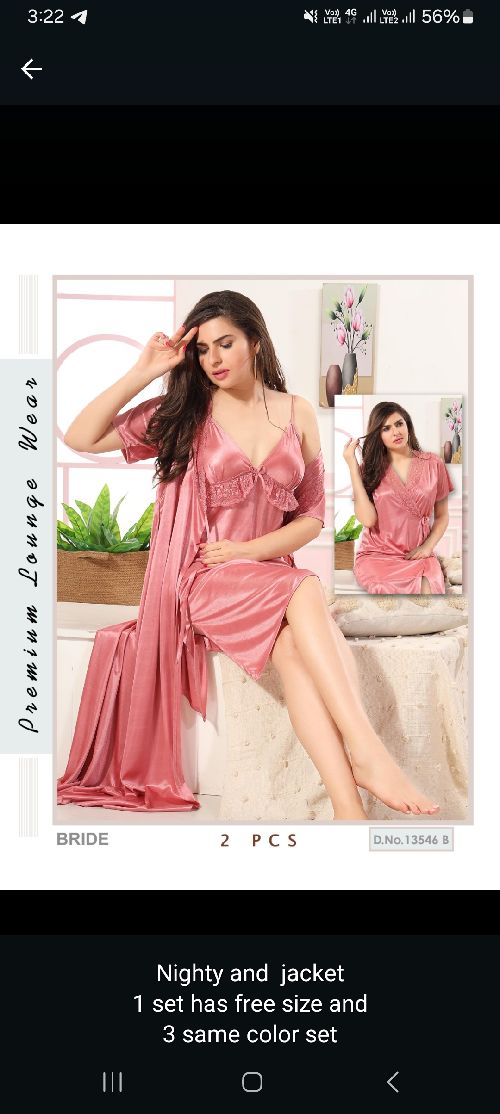 LADIES BRIDAL NIGHTIES SIZE : FREE 3 PCS SET
